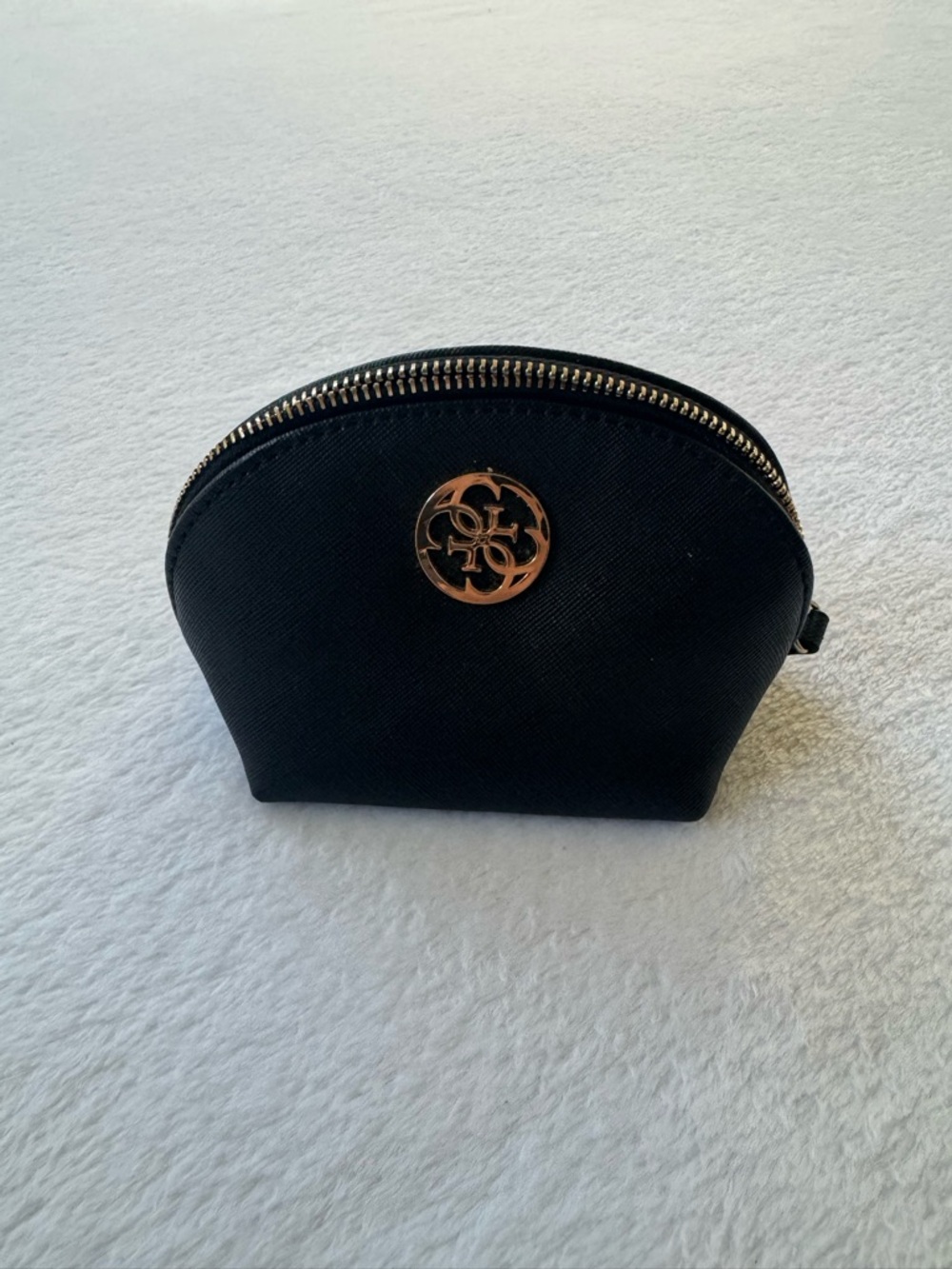 Black Cosmetic Pouch with Gold Logo